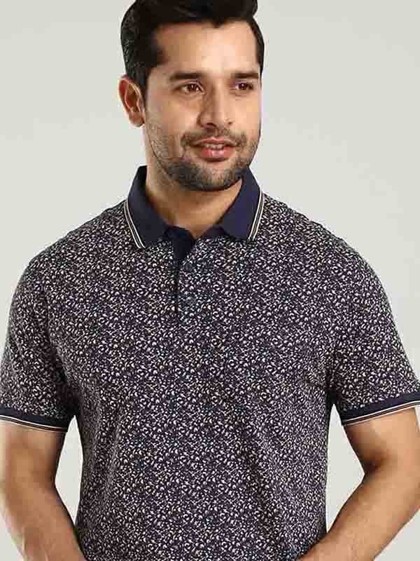 Indian Terrain Men's Half Sleeve Regular Fit Navy Polo T-Shirt